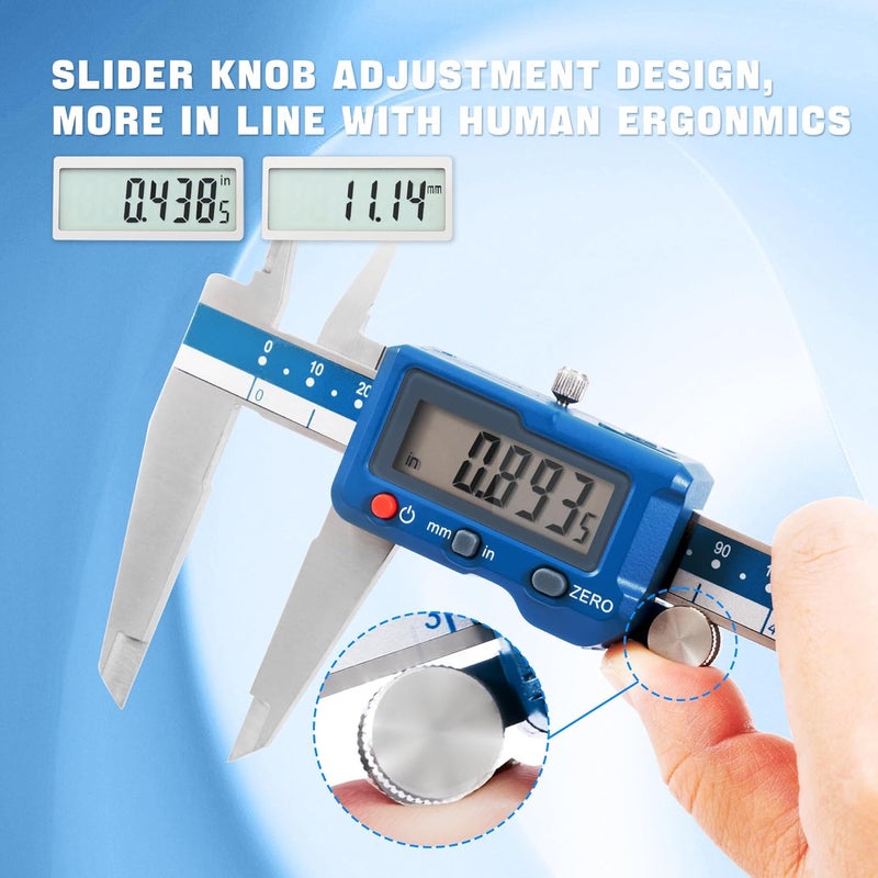 Dasqua 12”/300mm Digital Caliper, Stainless Steel Precision Measuring Tool with Advanced Dual Chip, Large LCD, Resolution 0.0005”/0.01mm, Accuracy ±0.0012”/0.03mm - Image 3